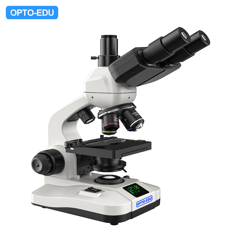 Student Microscope, Dual LED Light Source, Digital Screen, Sliding Trinocular